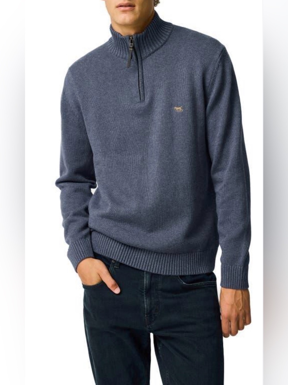Rodd & Gunn quarter -Zip Mock Neck Sweater stone wash color size L $148